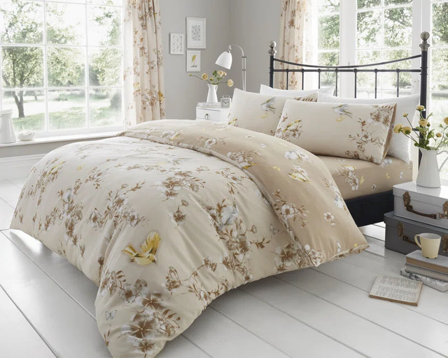 Birdie Blossom Cotton Blend Floral Duvet Cover Set with Pillowcases