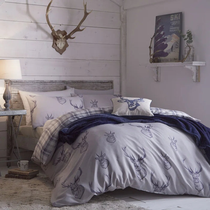 Stag Check Reversible Duvet Cover Set with Pillowcases