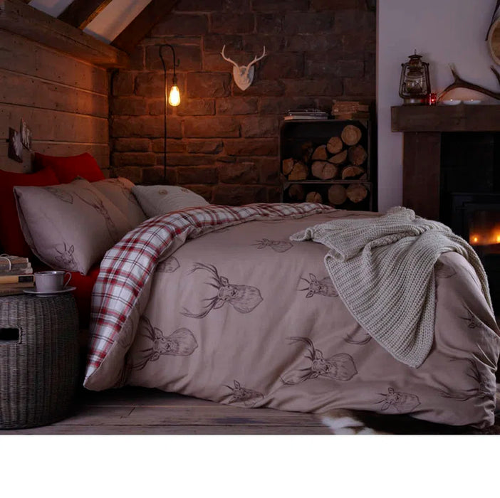 Stag Check Reversible Duvet Cover Set with Pillowcases