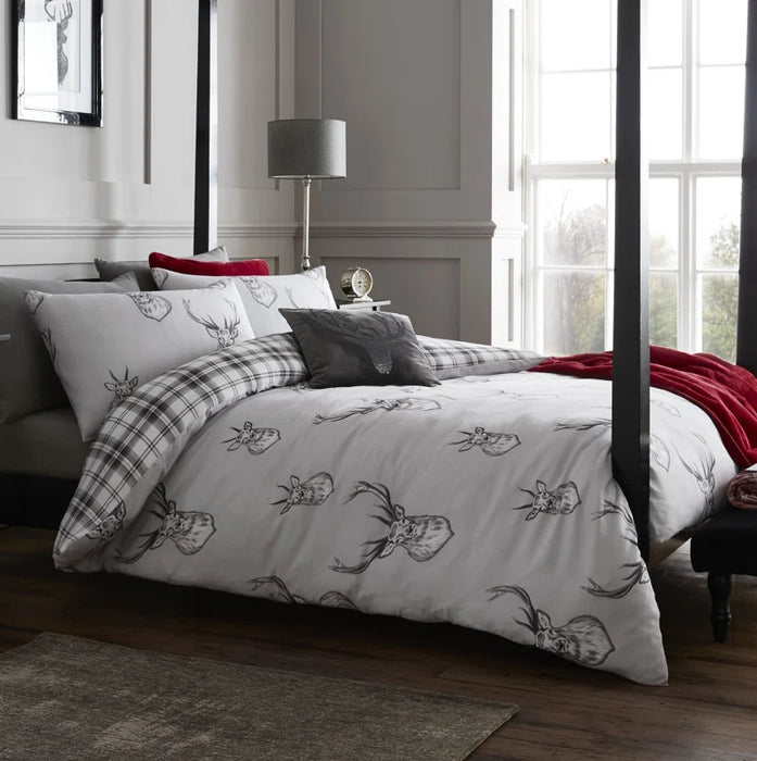 Stag Check Reversible Duvet Cover Set with Pillowcases