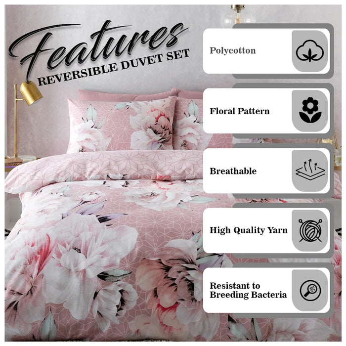Cotton Blend, Polyester Floral Duvet Cover Set with Pillowcases