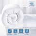 Soft polyester duvet in classic white, machine washable and hypoallergenic, providing comfort for all seasons.