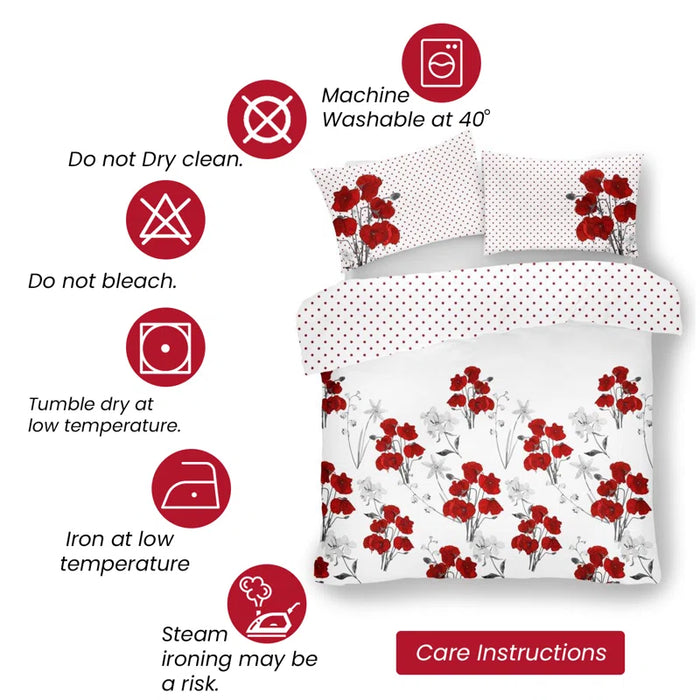 Poppy Cotton Blend Floral Duvet Cover Set with Pillowcases