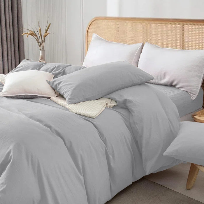 Rienk Super Soft 250 TC Microfibre Reversible Plain Duvet Cover Set with Pillow Cases