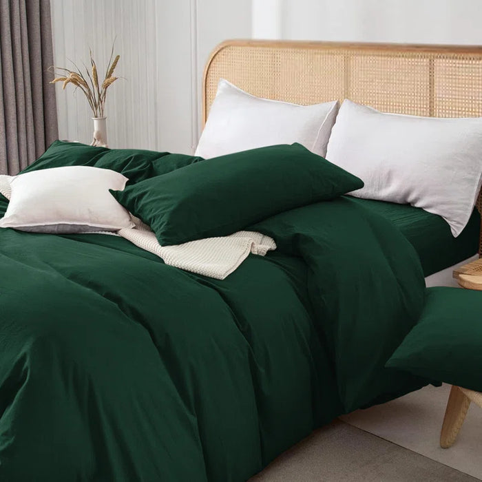 Rienk Super Soft 250 TC Microfibre Reversible Plain Duvet Cover Set with Pillow Cases