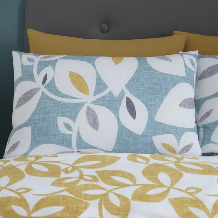 Inga Leaf Reverisble Duvet Cover Set with Pillowcases