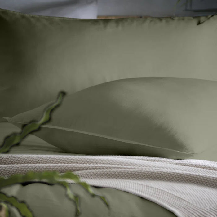 Cassia Cotton Solid Colour Duvet Cover Set with Pillowcases