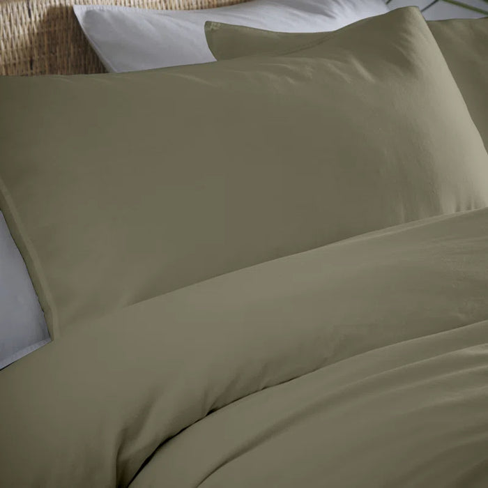 Cassia Cotton Solid Colour Duvet Cover Set with Pillowcases