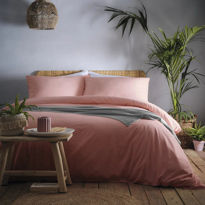 Cassia Cotton Solid Colour Duvet Cover Set with Pillowcases