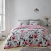 Blush pink and grey floral duvet cover set with concealed button closure, soft and comfortable bedding