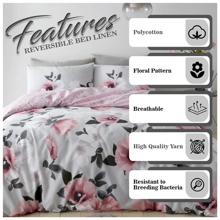 Cotton Blend Floral Duvet Cover Set with Pillowcases