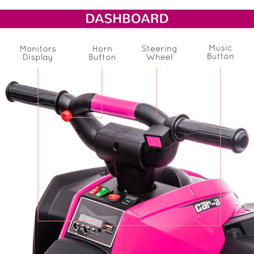HOMCOM 12V Electric Quad Bikes for Kids Ride On Car ATV Toy for 3-5 Years Pink - Samanta Factory