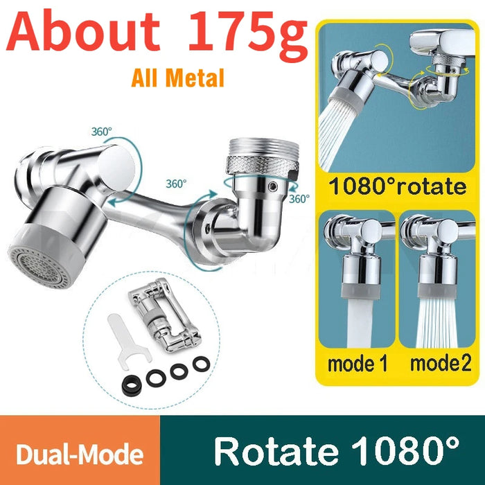 Copper Zinc 1080 Degree Rotating Faucet Nozzle with Dual Spray Modes for Kitchen and Bathroom