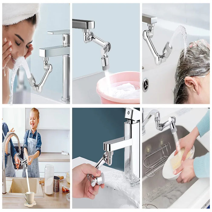 Copper Zinc 1080 Degree Rotating Faucet Nozzle with Dual Spray Modes for Kitchen and Bathroom