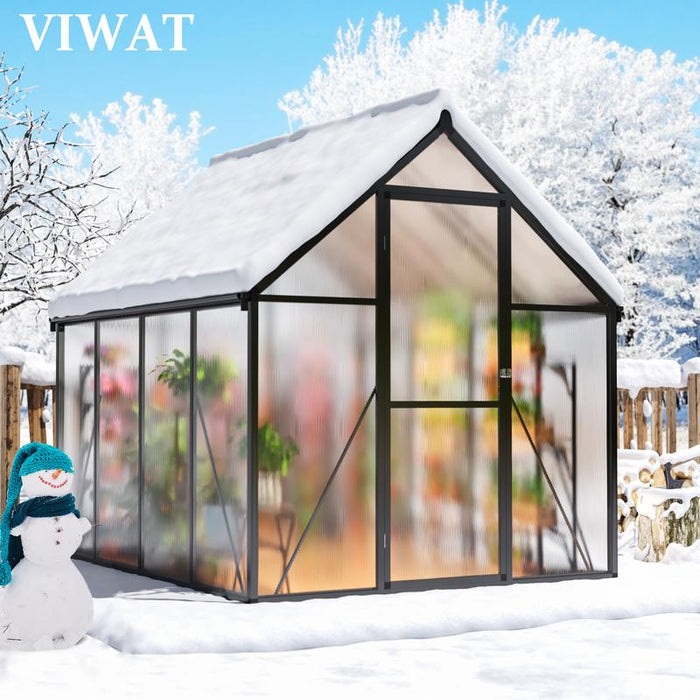 6X7 FT Polycarbonate Greenhouse with Quick Setup Structure and Roof Vent, Aluminum Walk-In Greenhouse for outside Garden Backyard