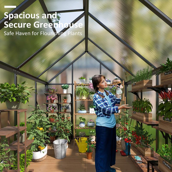 6X7 FT Polycarbonate Greenhouse with Quick Setup Structure and Roof Vent, Aluminum Walk-In Greenhouse for outside Garden Backyard