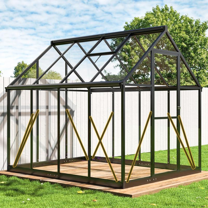 6X7 FT Polycarbonate Greenhouse with Quick Setup Structure and Roof Vent, Aluminum Walk-In Greenhouse for outside Garden Backyard
