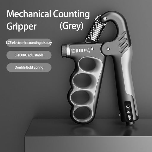 Adjustable Hand Grip Strengthener - 5-100kg Grey Hand Exerciser with Ergonomic Handle and