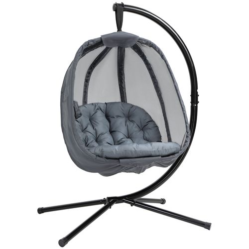 Egg Swing Chair with Stand – Comfortable Folding Basket with Cushion - Samanta Factory