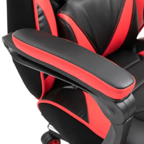 Gaming Chair Ergonomic Reclining w/ Manual Footrest Wheels Stylish Office Red - Samanta Factory