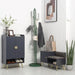 Shoe Bench with Storage Cabinet, Seating Cushion for Entryway Hallway Grey - Samanta Factory