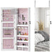 Wall-mounted LED jewelry cabinet with full-length mirror and lockable storage