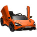 Green kids ride-on car with butterfly doors, LED lights, music, and remote control.