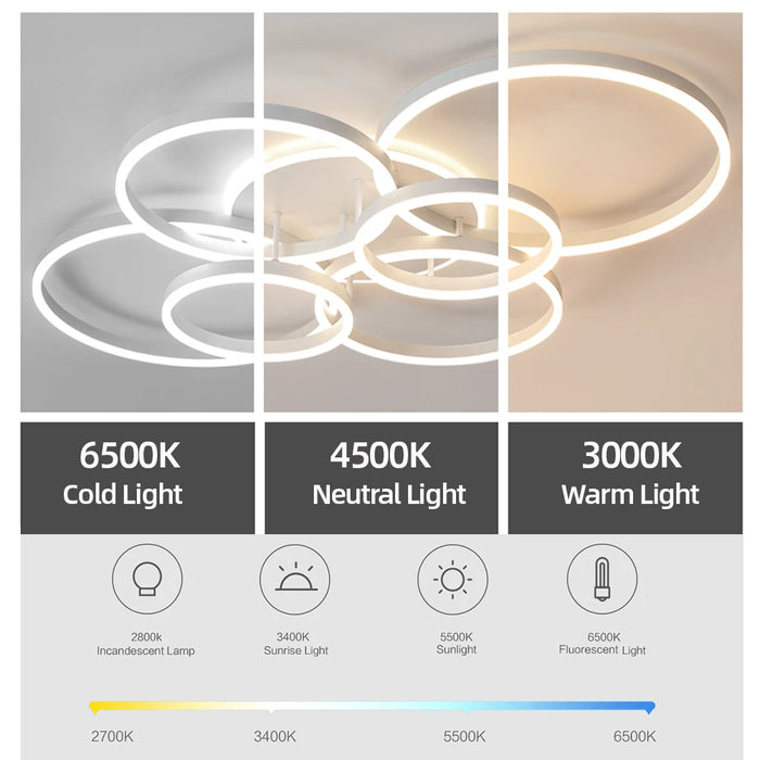 Modern LED Ceiling Chandelier – Dimmable with Remote Control - Samanta Factory