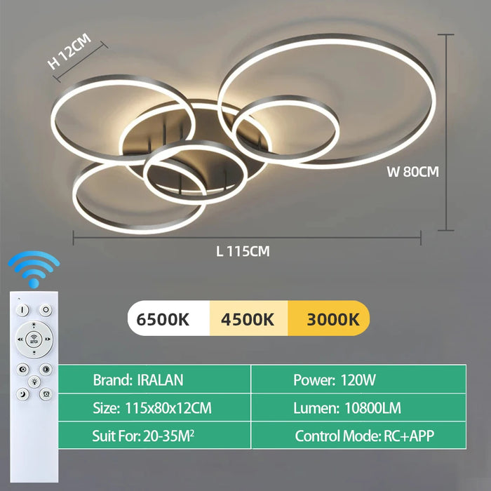 Modern LED Ceiling Chandelier – Dimmable with Remote Control - Samanta Factory