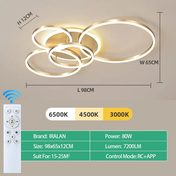Modern LED Ceiling Chandelier – Dimmable with Remote Control - Samanta Factory