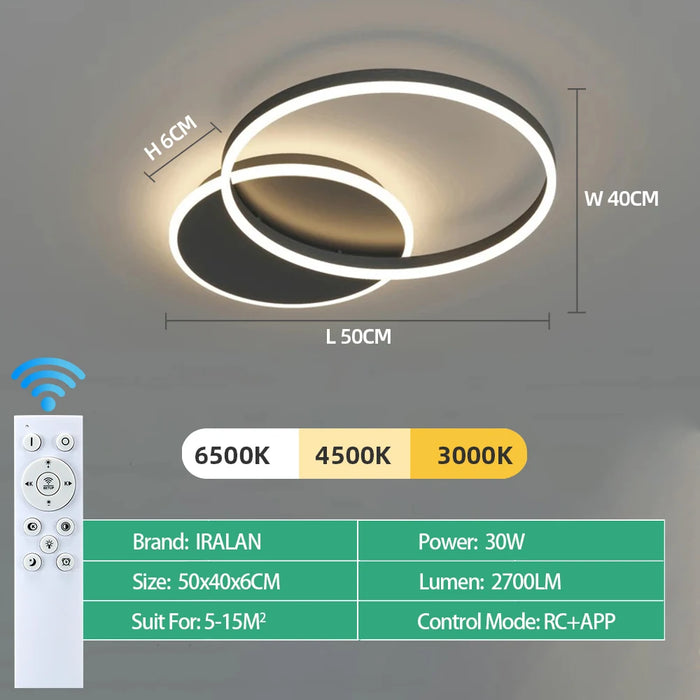 Modern LED Ceiling Chandelier – Dimmable with Remote Control - Samanta Factory
