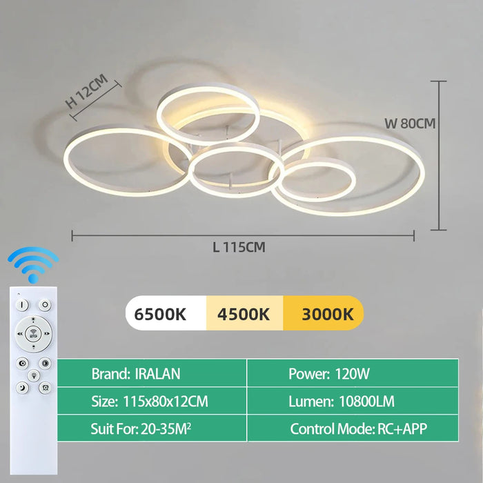Modern LED Ceiling Chandelier – Dimmable with Remote Control - Samanta Factory