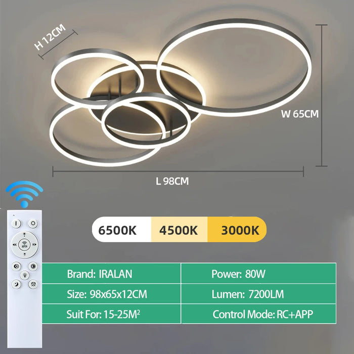 Modern LED Ceiling Chandelier – Dimmable with Remote Control - Samanta Factory