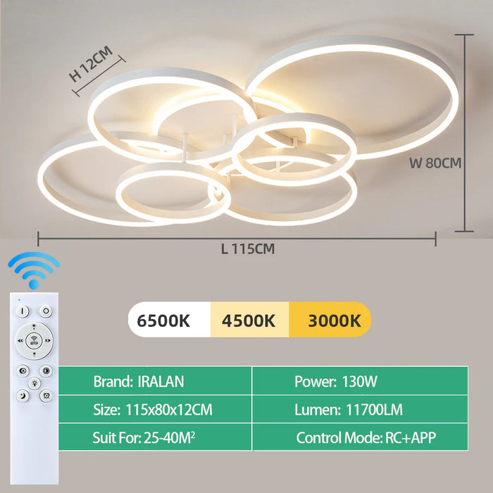 Modern LED Ceiling Chandelier – Dimmable with Remote Control - Samanta Factory