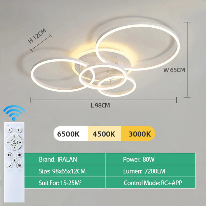 Modern LED Ceiling Chandelier – Dimmable with Remote Control - Samanta Factory