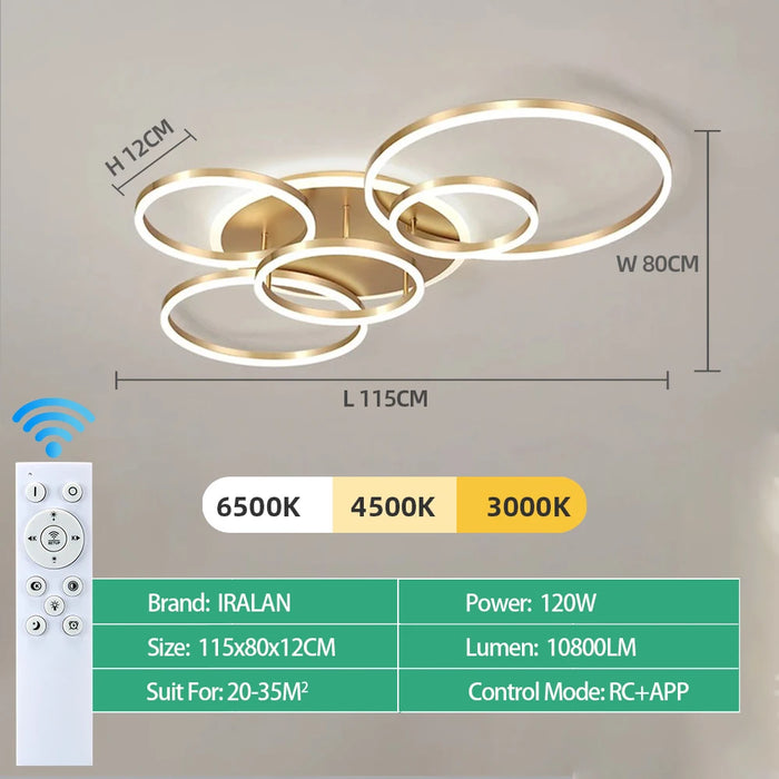 Modern LED Ceiling Chandelier – Dimmable with Remote Control - Samanta Factory