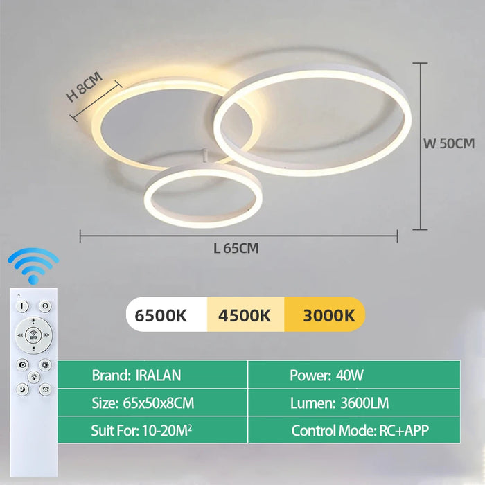 Modern LED Ceiling Chandelier – Dimmable with Remote Control - Samanta Factory