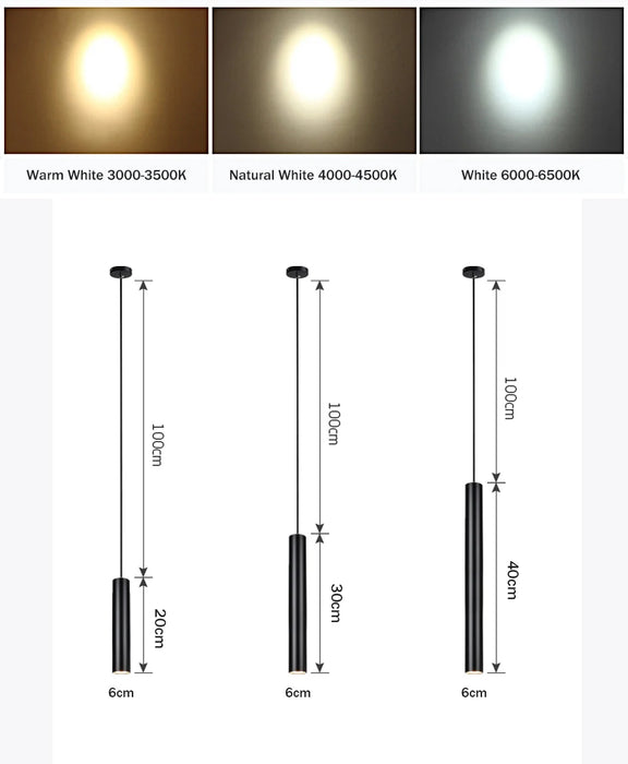 Pendant Light – Dimmable Tube Design for Focused Lighting - Samanta Factory