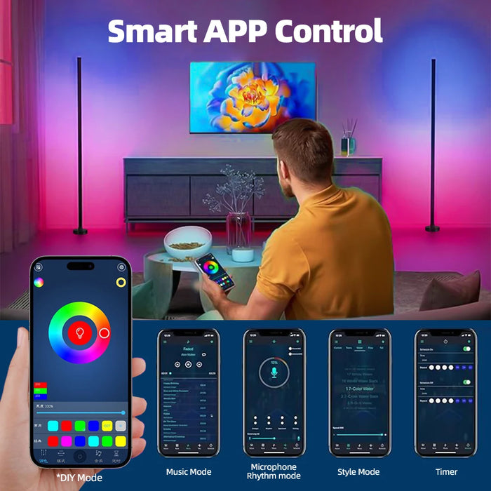 Floor Lamp – Smart RGB LED with Remote & App Control - Samanta Factory