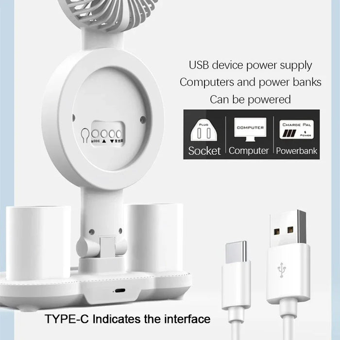 Desk Lamp – Rechargeable LED with Fan & Clock Display - Samanta Factory