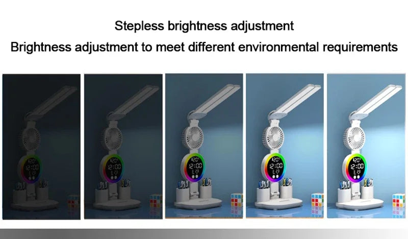 Desk Lamp – Rechargeable LED with Fan & Clock Display - Samanta Factory
