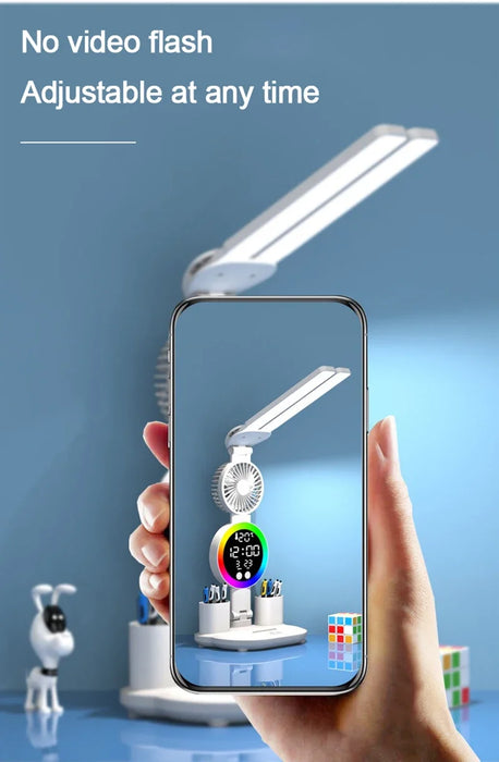 Desk Lamp – Rechargeable LED with Fan & Clock Display - Samanta Factory