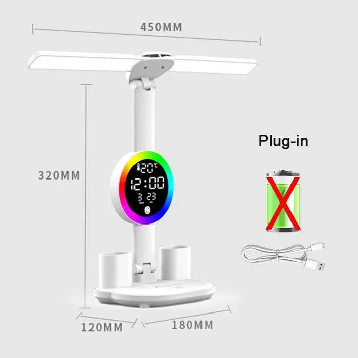 Desk Lamp – Rechargeable LED with Fan & Clock Display - Samanta Factory