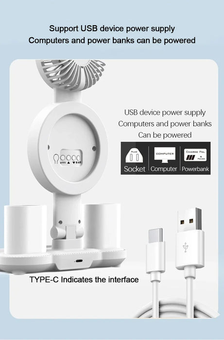 Desk Lamp – Rechargeable LED with Fan & Clock Display - Samanta Factory