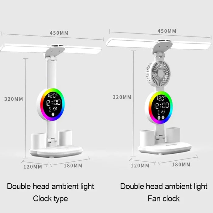 Desk Lamp – Rechargeable LED with Fan & Clock Display - Samanta Factory