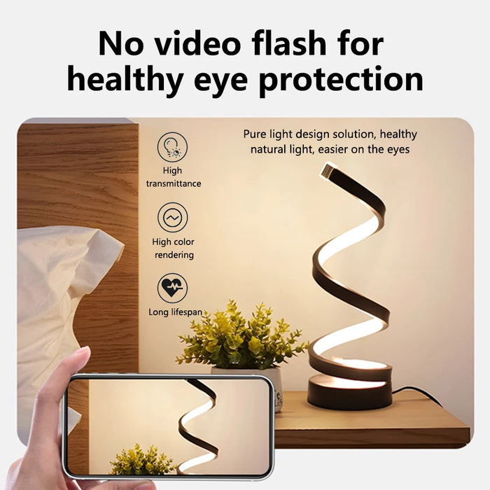 Table Lamp – Modern LED Spiral with 3-Color Dimming - Samanta Factory