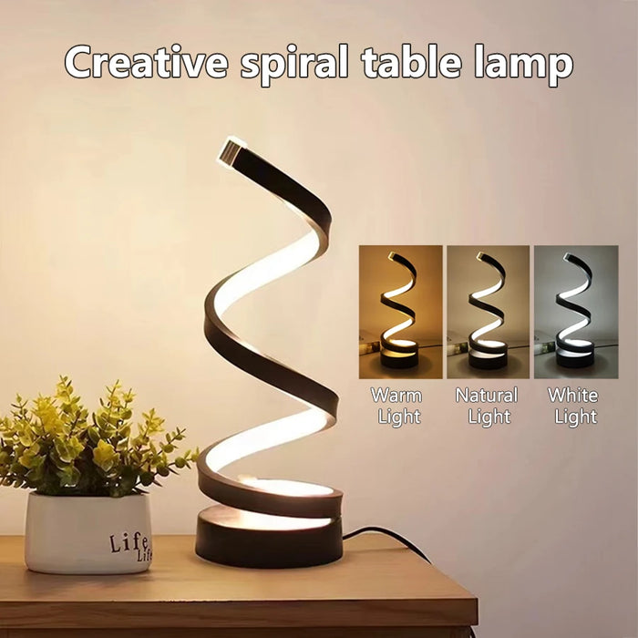 Table Lamp – Modern LED Spiral with 3-Color Dimming - Samanta Factory