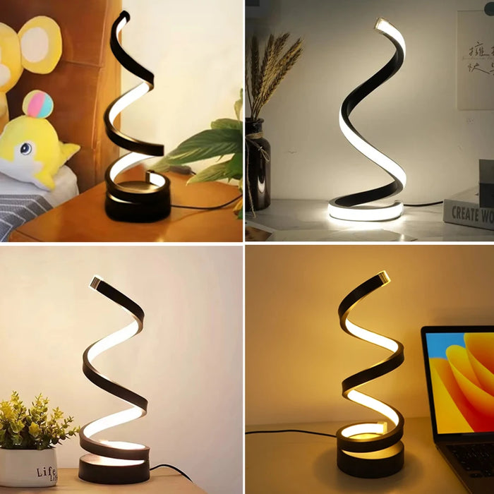 Table Lamp – Modern LED Spiral with 3-Color Dimming - Samanta Factory