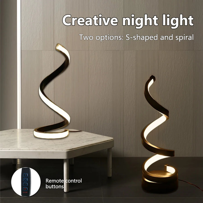 Table Lamp – Modern LED Spiral with 3-Color Dimming - Samanta Factory