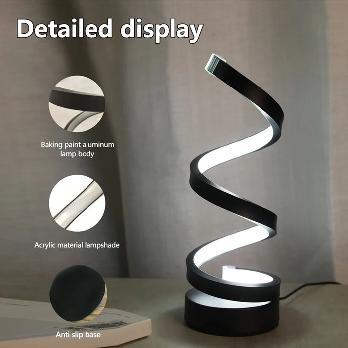 Table Lamp – Modern LED Spiral with 3-Color Dimming - Samanta Factory